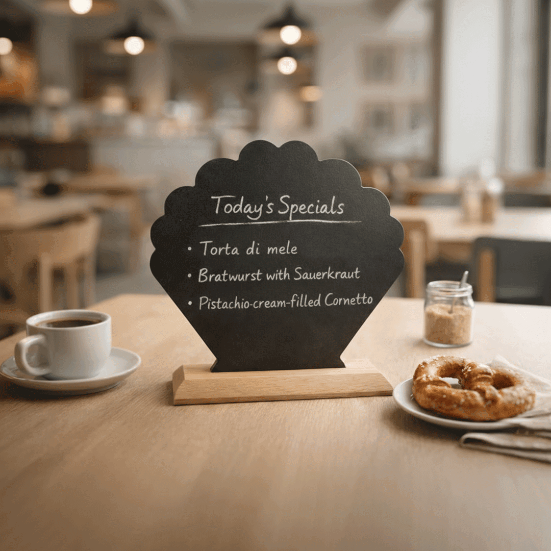 Tabletop Chalkboard Menu Stand - Scalloped Fan