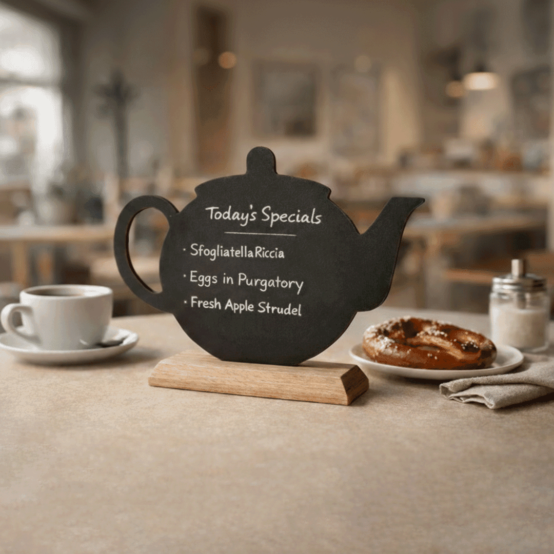 Tabletop Chalkboard Menu Stand - Tea Pot